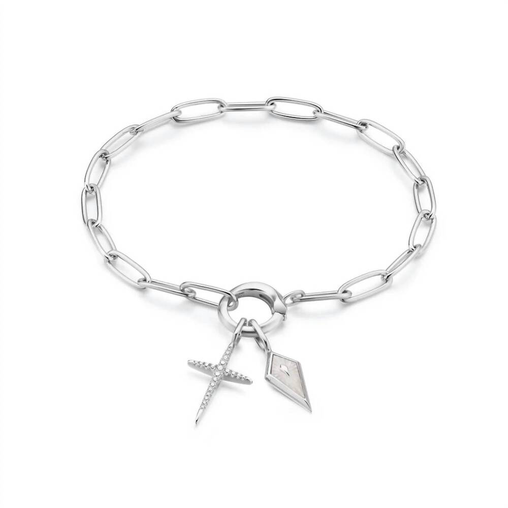 NEW ANIA HAIE women's pop charms reflections charm bracelet in silver